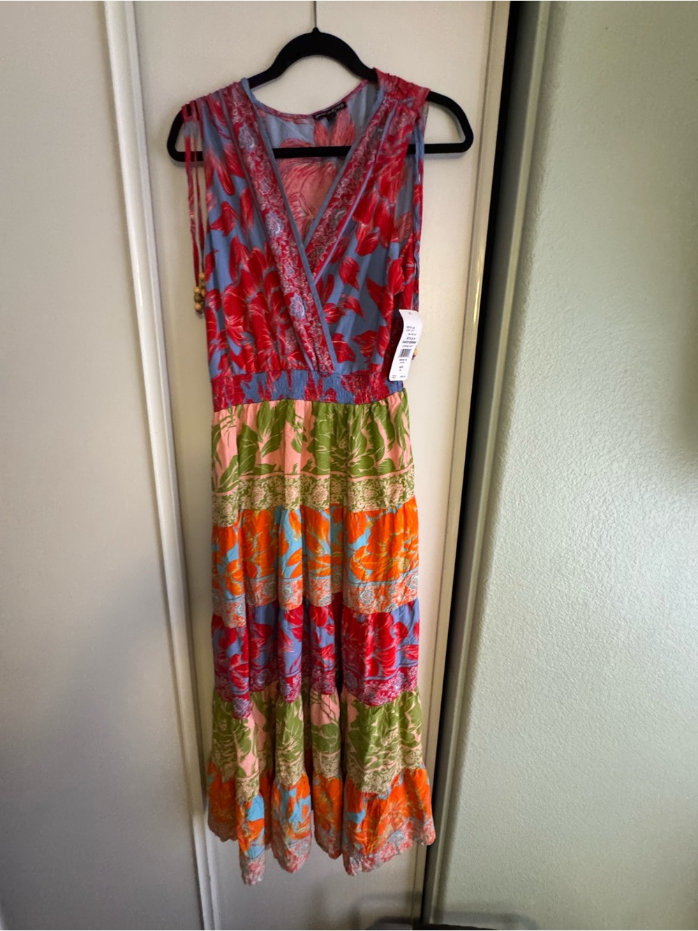 Multicolor Floral Tiered V-Neck Maxi Dress